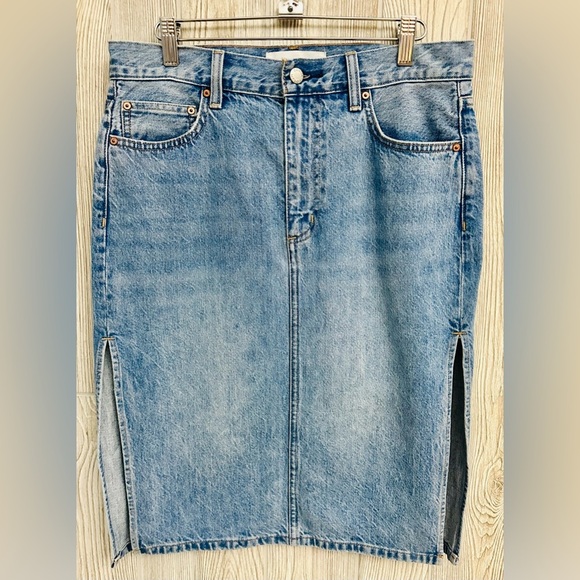 DENIM FORUM “The 90s Denim Skirt” Size 27 Indigo Blue Womens Midi - Picture 5 of 15